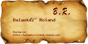 Balaskó Roland névjegykártya